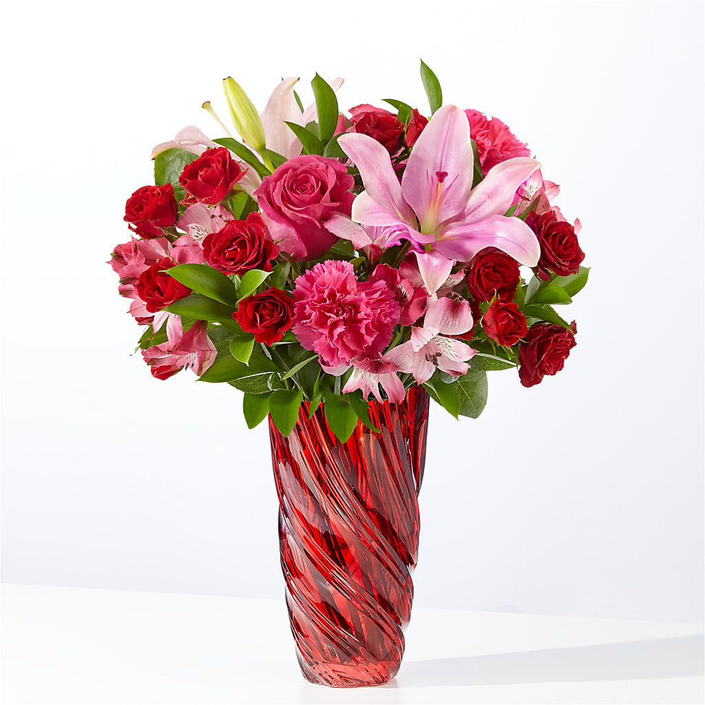In Love Bouquet with Luxe Swirl Vase – VACHA'S FOREST FLOWERS, Oak Forest IL