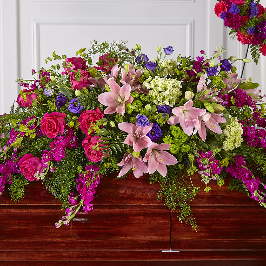 Radiant Tribute Casket Spray – VACHA'S FOREST FLOWERS, Oak Forest IL