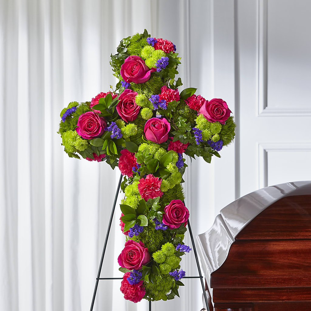Tribute Rose Floral Cross – VACHA'S FOREST FLOWERS, Oak Forest IL