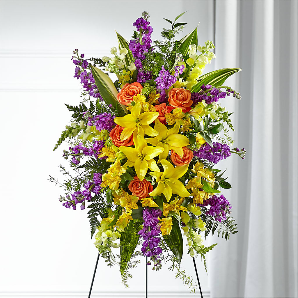 Thoughtful Prayers Standing Spray – VACHA'S FOREST FLOWERS, Oak Forest IL