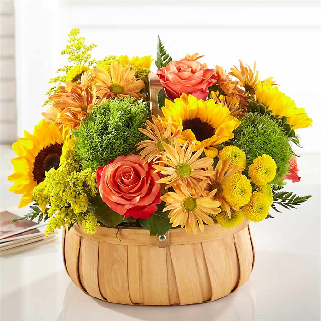 Harvest Sunflower Basket – VACHA'S FOREST FLOWERS, Oak Forest IL