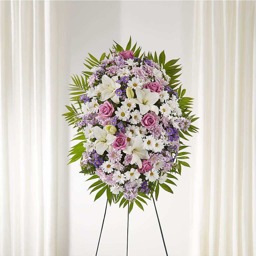 Surrounded by Love Standing Spray – VACHA'S FOREST FLOWERS, Oak Forest IL