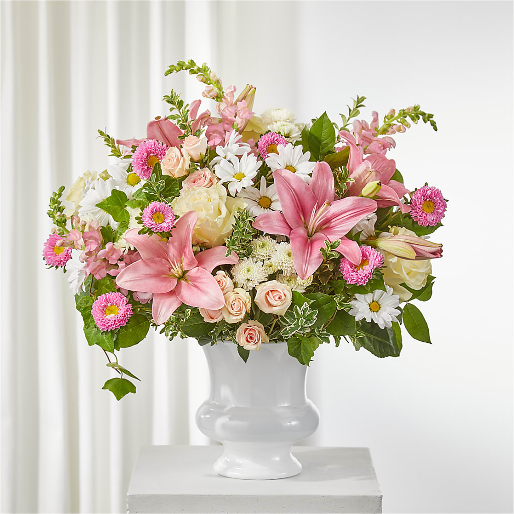 Empathetic Blooms Urn Arrangement – VACHA'S FOREST FLOWERS, Oak Forest IL