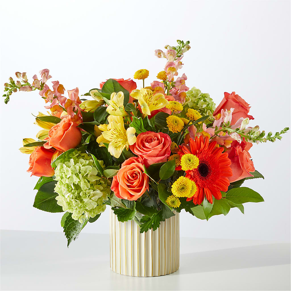 Autumn Sunshine Bouquet with Ivory Vase – VACHA'S FOREST FLOWERS, Oak Forest IL