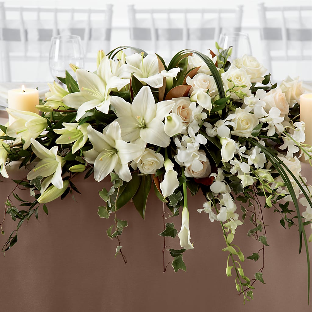 White Linen Arrangement – VACHA'S FOREST FLOWERS, Oak Forest IL