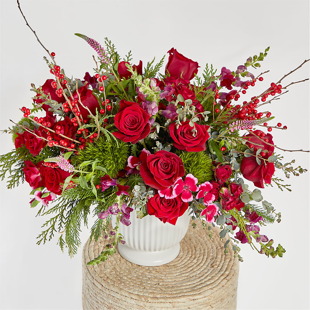 Big Red Bow Bouquet – VACHA'S FOREST FLOWERS, Oak Forest IL