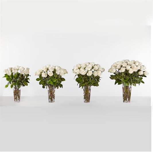 Long Stem White Rose Bouquet – VACHA'S FOREST FLOWERS, Oak Forest IL