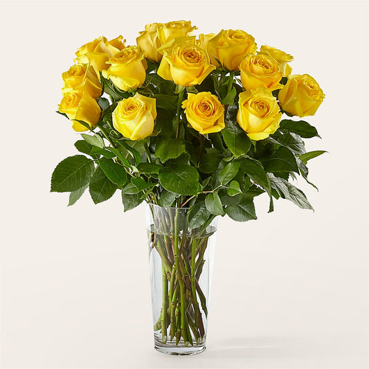 Long Stem Yellow Rose Bouquet – VACHA'S FOREST FLOWERS, Oak Forest IL