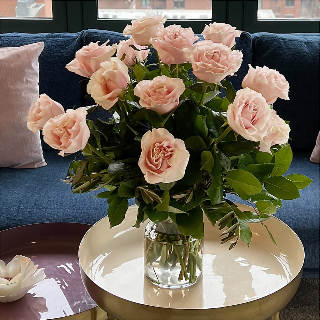 Long Stem Pink Rose Bouquet – VACHA'S FOREST FLOWERS, Oak Forest IL