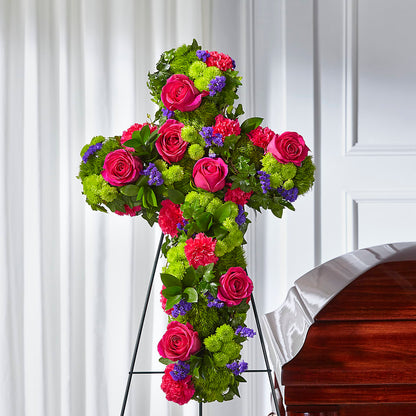 Tribute Rose Floral Cross – VACHA'S FOREST FLOWERS, Oak Forest IL