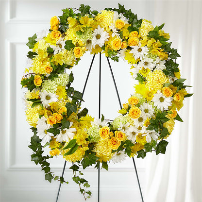 Golden Remembrance Wreath – VACHA'S FOREST FLOWERS, Oak Forest IL