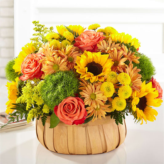 Harvest Sunflower Basket – VACHA'S FOREST FLOWERS, Oak Forest IL