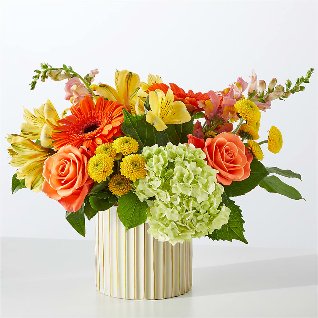 Autumn Sunshine Bouquet with Ivory Vase – VACHA'S FOREST FLOWERS, Oak Forest IL