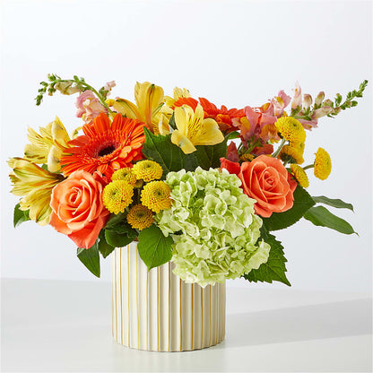 Autumn Sunshine Bouquet with Ivory Vase – VACHA'S FOREST FLOWERS, Oak Forest IL