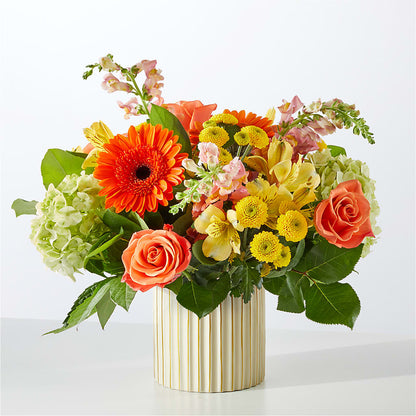 Autumn Sunshine Bouquet with Ivory Vase – VACHA'S FOREST FLOWERS, Oak Forest IL