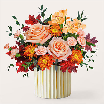 Spiced Latte Bouquet with Ivory Vase – VACHA'S FOREST FLOWERS, Oak Forest IL