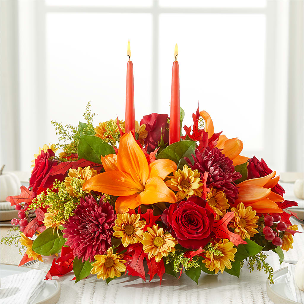 Autumn's Embrace Centerpiece – VACHA'S FOREST FLOWERS, Oak Forest IL