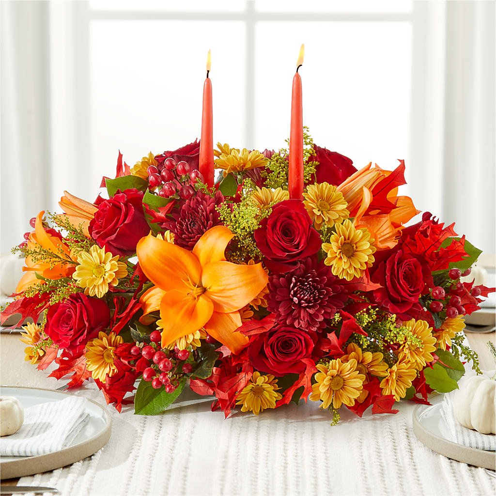 Autumn's Embrace Centerpiece – VACHA'S FOREST FLOWERS, Oak Forest IL