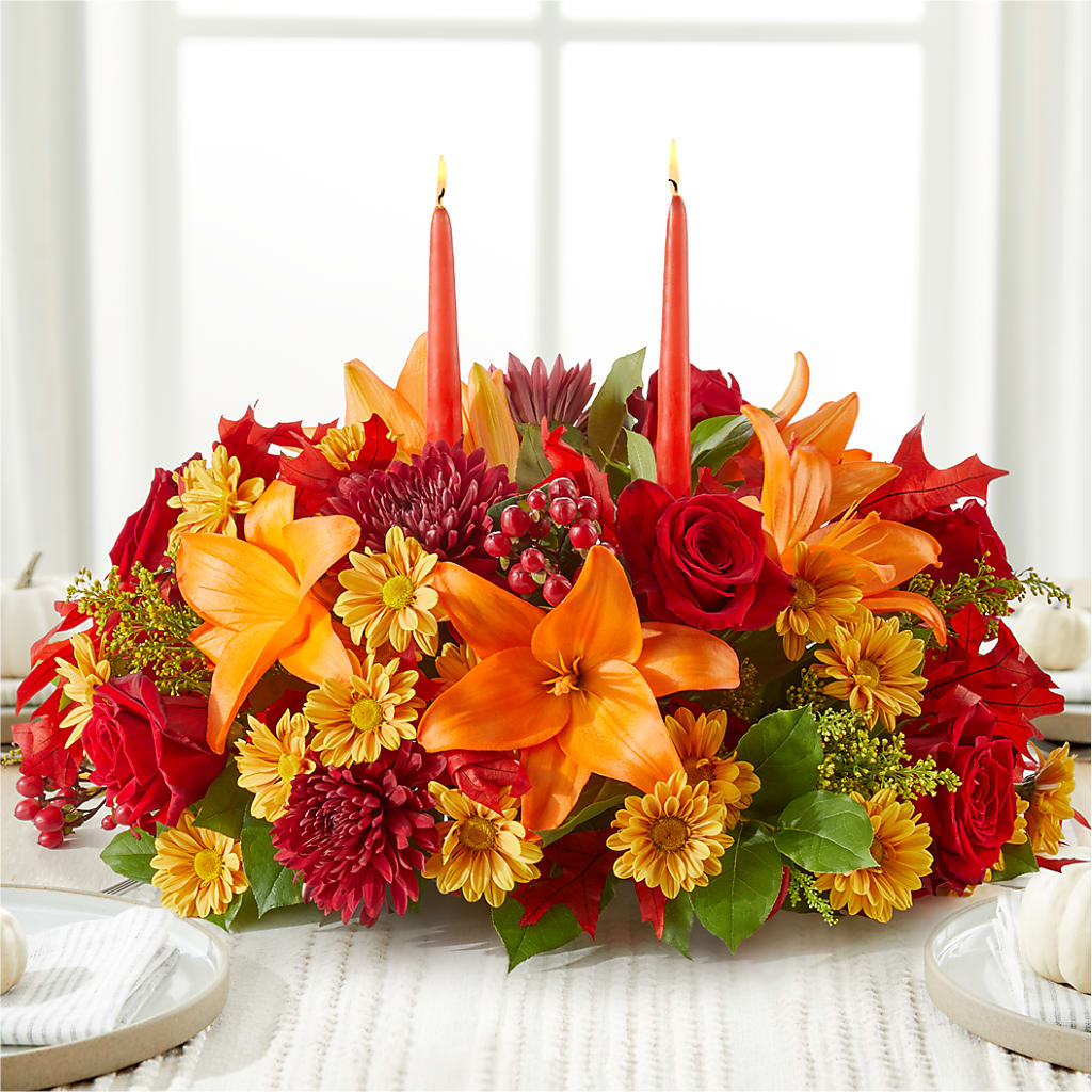 Autumn's Embrace Centerpiece – VACHA'S FOREST FLOWERS, Oak Forest IL