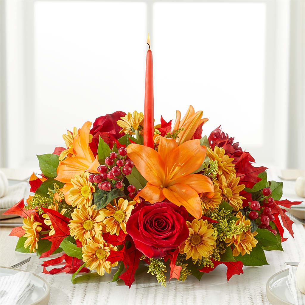 Autumn's Embrace Centerpiece – VACHA'S FOREST FLOWERS, Oak Forest IL