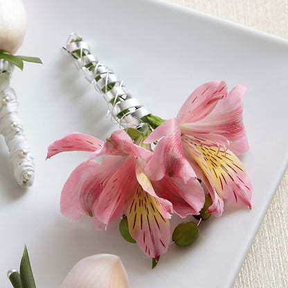 Pink Peruvian Lily Boutonniere – VACHA'S FOREST FLOWERS, Oak Forest IL