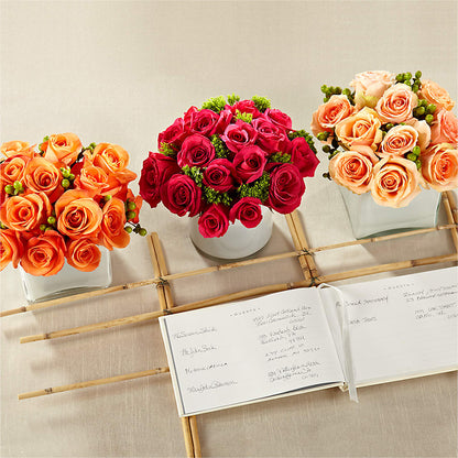 Dawn Rose Centerpiece – VACHA'S FOREST FLOWERS, Oak Forest IL