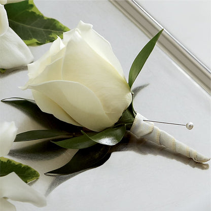 White Rose Boutonniere – VACHA'S FOREST FLOWERS, Oak Forest IL
